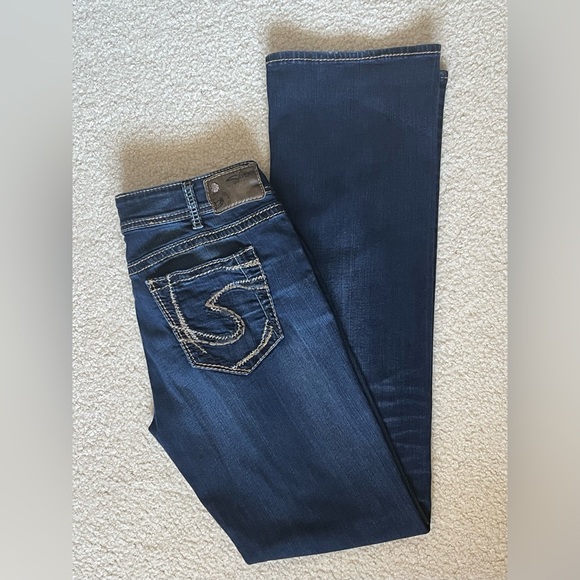 Silver Jeans Co Women’s Blue Denim Jeans Sz 31/33 Suki Mid Slim Boot VGUC - Picture 1 of 16
